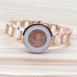 Rose Gold Women Stainless Steel Band Wrist Watch 131