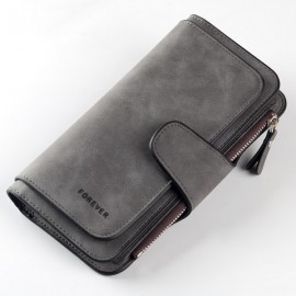 Men's Black Card Holder Long Leather Wallet 43